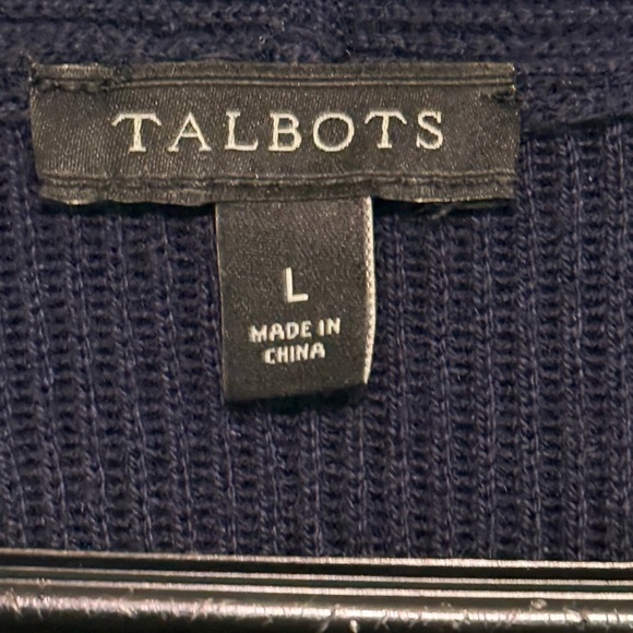 Talbots Navy and White Striped Sleeveless Cardigan Size Large - Picture 5 of 5